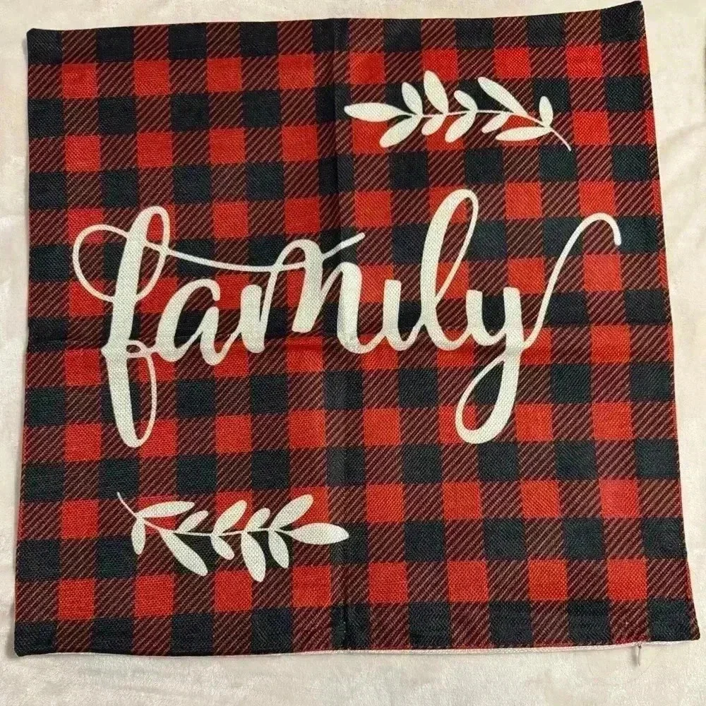 Set of 4 Holiday Zippered pillows covers NWOT Believe Let it Snow Family Home